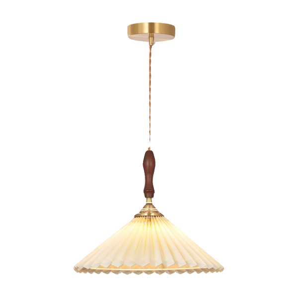 Vintage Pleated Chandelier Walnut