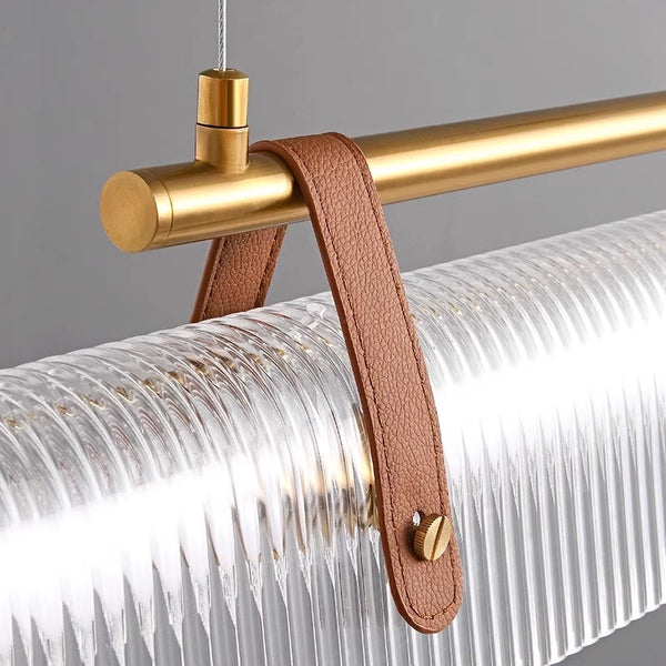 Lustre de salle à manger créatif en cuir à longues bandes