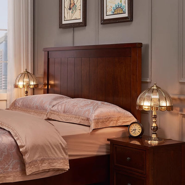 Retro full copper glass bedroom living room study table lamp