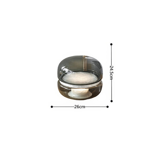 Round glass cloud stone bedside table lamp