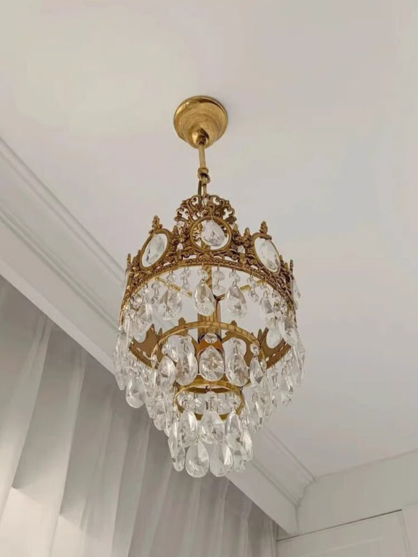 Vintage brass crystal chandelier