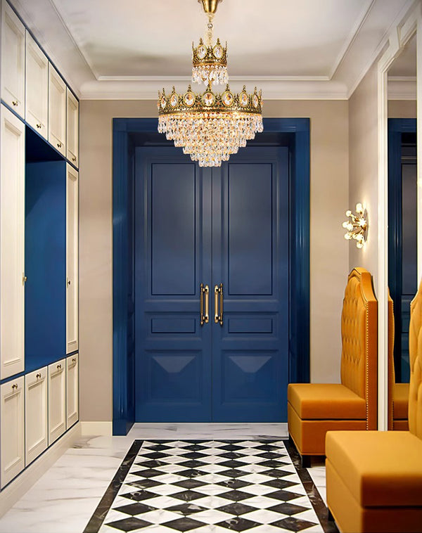 Vintage brass crystal chandelier