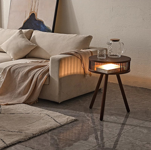Retro Massivholz Stehlampe