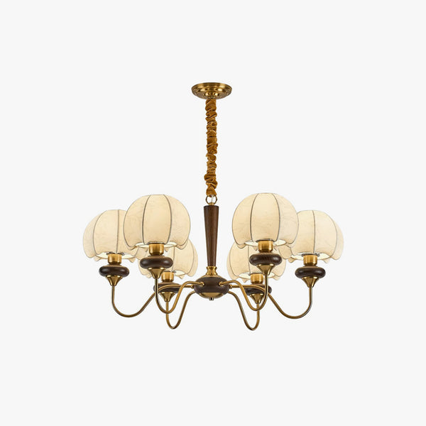 French solid wood fabric chandelier