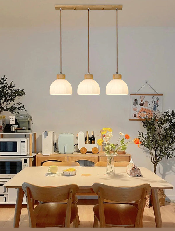 Striped glass chandelier