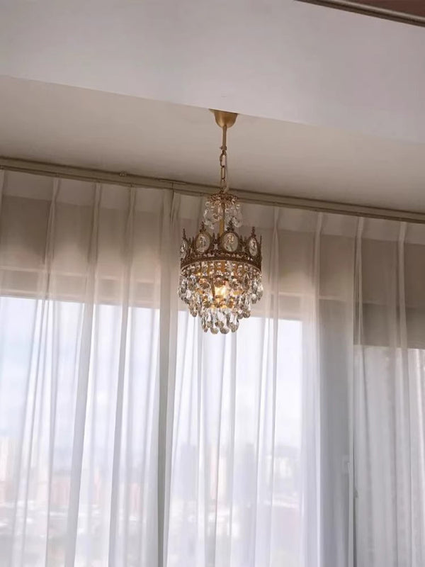 Vintage brass crystal chandelier