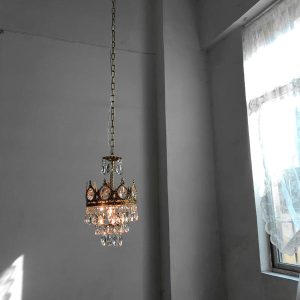 Vintage brass crystal chandelier