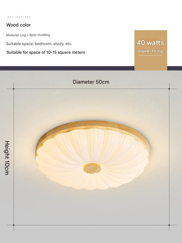 Wood color cream style bedroom ceiling lamp