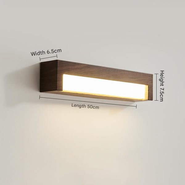 Lampe de chevet murale rétro à longues bandes en grain de bois