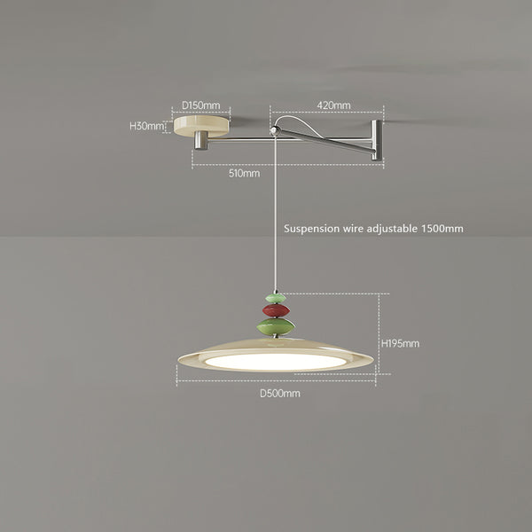 Lustre de salle à manger en forme de soucoupe volante de style crème