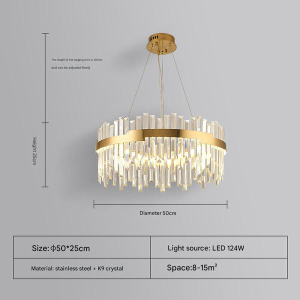 French light luxury LED living room crystal chandelier