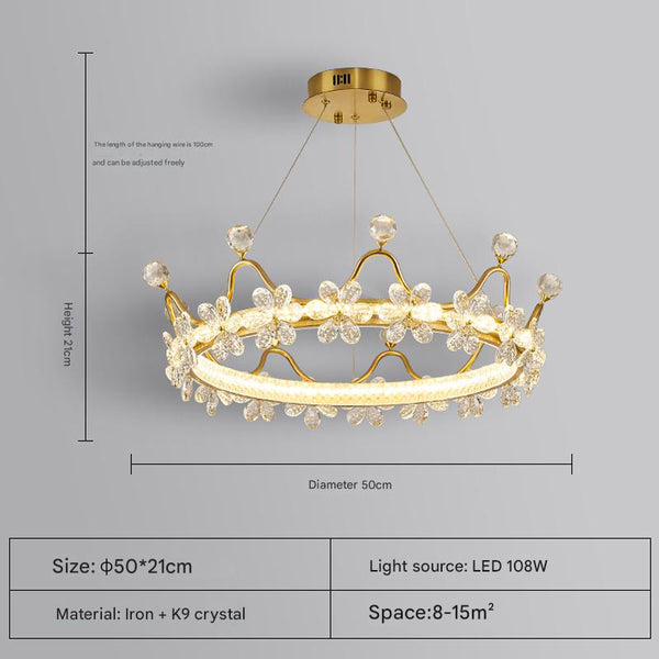 Creative Crown Crystal Bedroom Chandelier