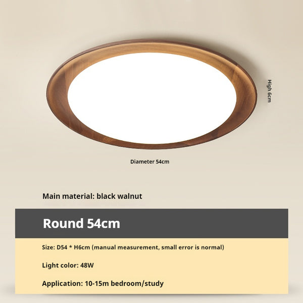 Ultradünne Deckenlampe aus Walnussholz für das Schlafzimmer