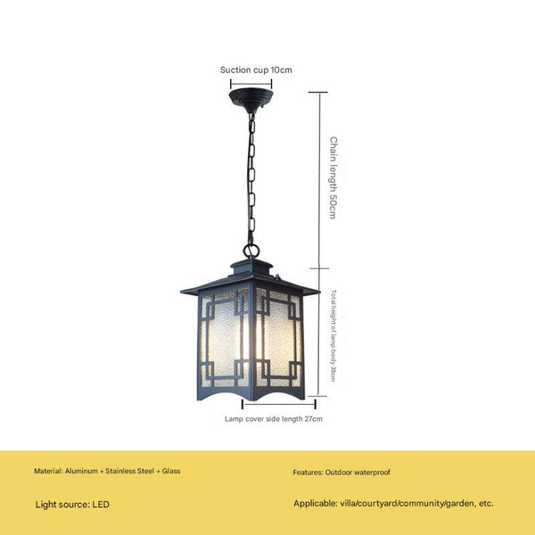 Chinese style outdoor waterproof villa corridor pavilion courtyard ceiling lamp