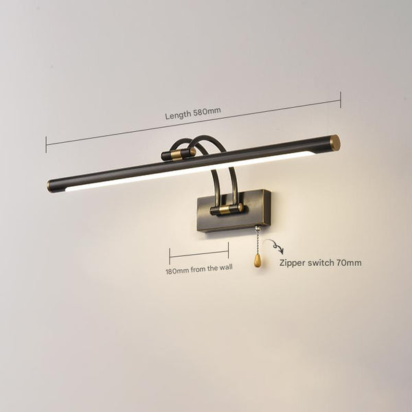 All-copper foldable LED mirror wall lamp