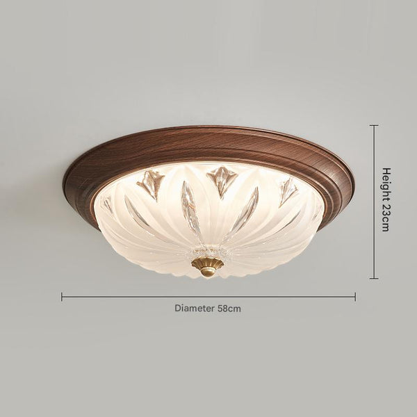 Walnut Color Glass Bedroom Ceiling Light