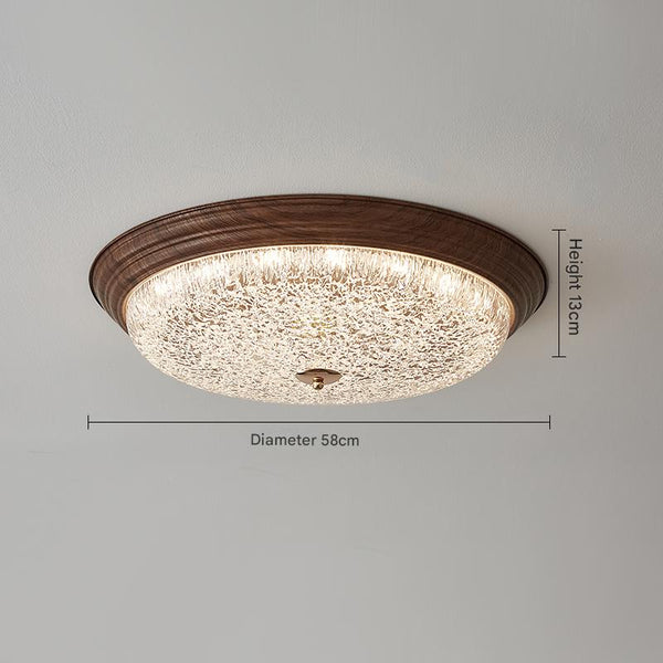Plafonnier de chambre rond de couleur noyer rétro