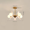 Vintage Walnut Bedroom Living Room Glass Chandelier