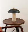 Lampe de table champignon en travertin jaune