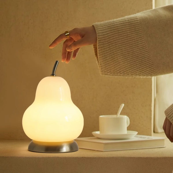 Cremefarbene Birnen-Tischlampe