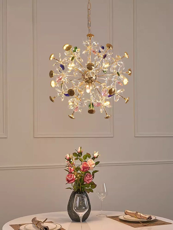 Creative petal dandelion colored crystal chandelier