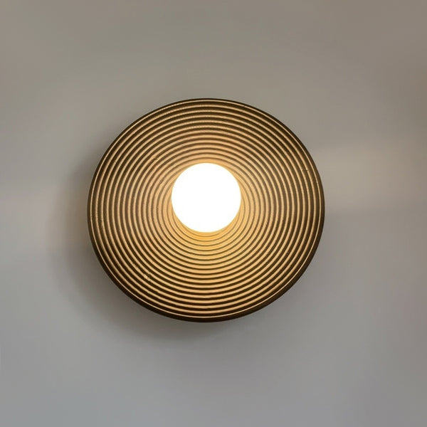Vintage solid wood disc wall lamp