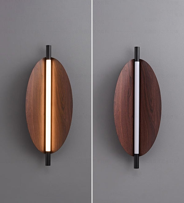 Creative Leaves walnut wood grain wall lamp