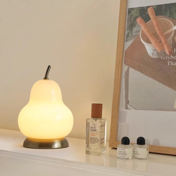 Cremefarbene Birnen-Tischlampe
