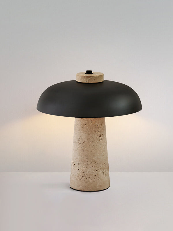 Lampe de table champignon en travertin jaune