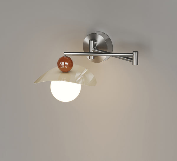 Cream style movable bedside wall lamp