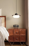 French mid-century style walnut color dining table chandelier