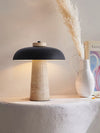 Lampe de table champignon en travertin jaune