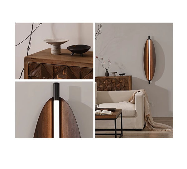 Creative Leaves walnut wood grain wall lamp