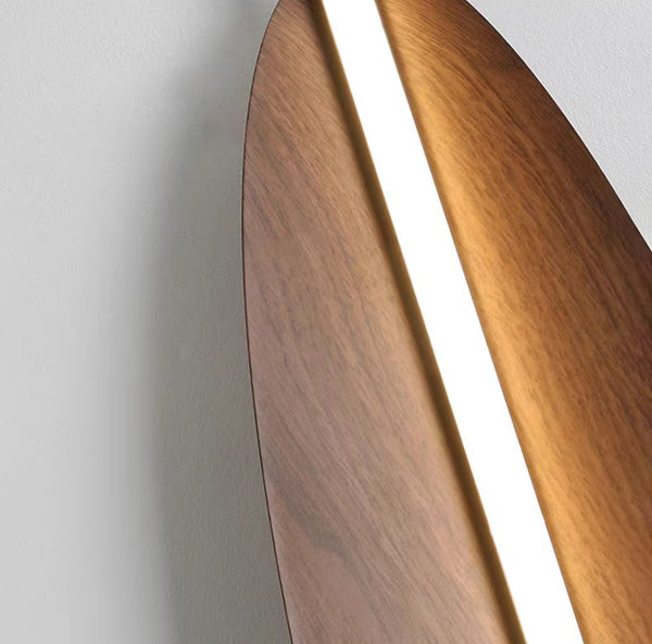 Creative Leaves walnut wood grain wall lamp