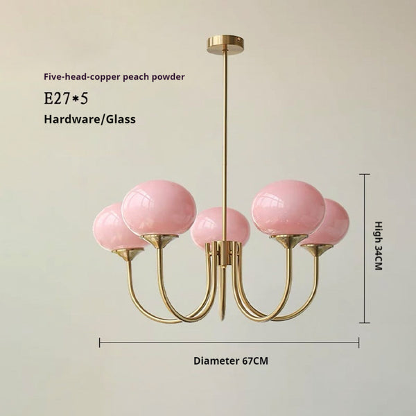 Cremefarbener Bauhaus-Kronleuchter aus Glas