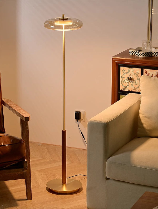 American retro solid wood floor lamp