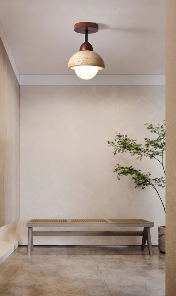 Plafonnier d'allée en travertin jaune