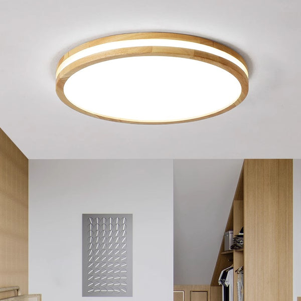 Solid wood LED ceiling light