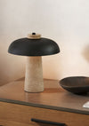 Lampe de table champignon en travertin jaune