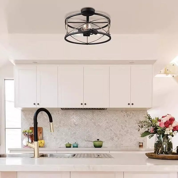 American retro bedroom corridor iron ceiling lamp