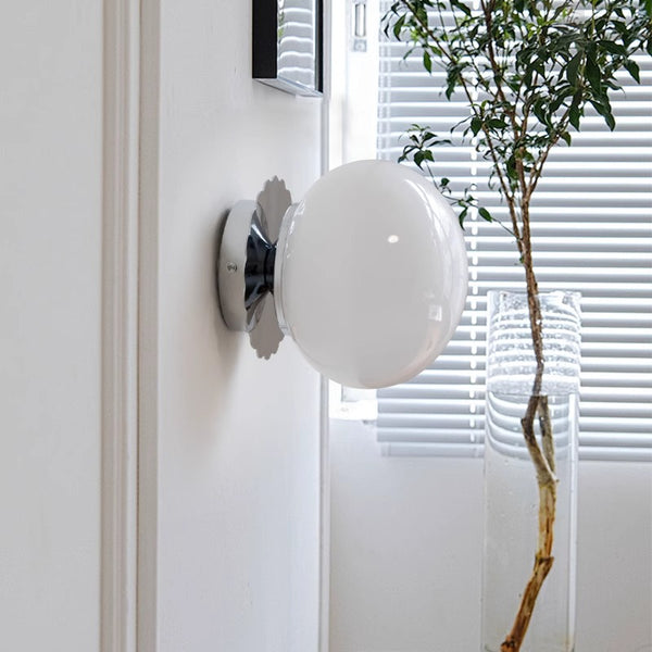 Retro cream style glass ball bedside corridor wall lamp
