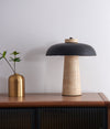 Lampe de table champignon en travertin jaune