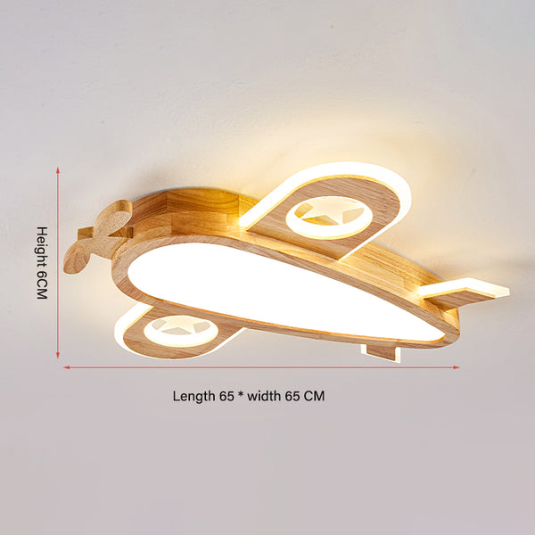Flugzeug-Deckenlampe aus Massivholz
