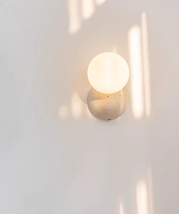 Wabi-sabi style yellow travertine bedroom bedside corridor wall lamp