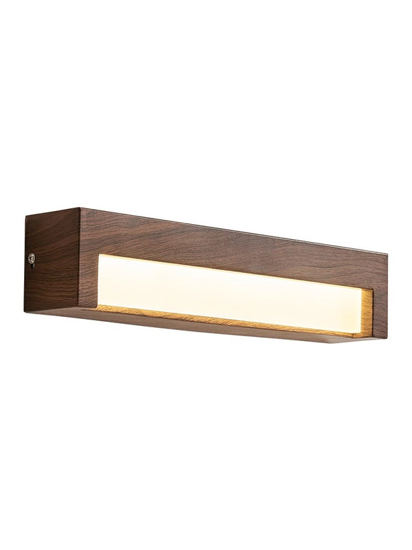 Lampe de chevet murale rétro à longues bandes en grain de bois