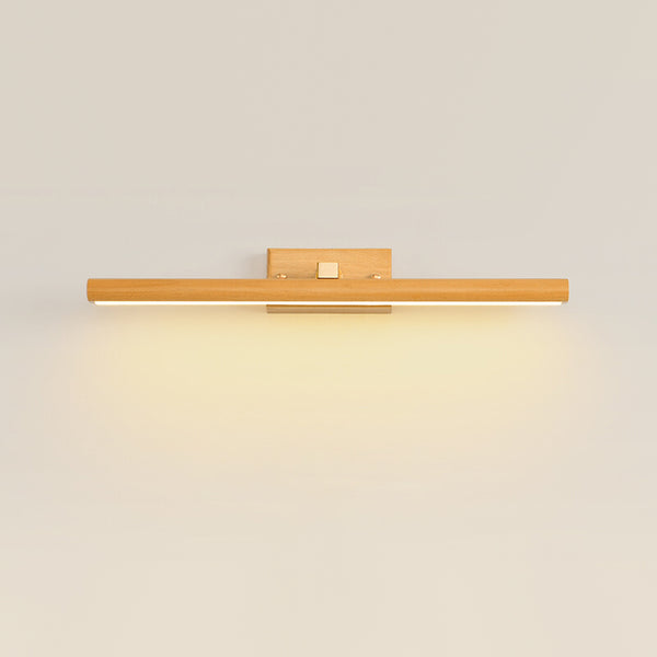 Wandlampe aus massivem Holz mit langem Spiegel