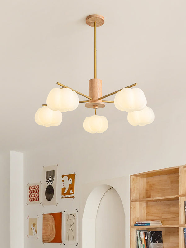 Rubber Wood Pumpkin Chandelier