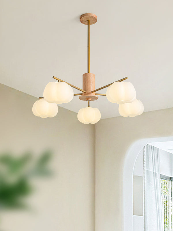 Rubber Wood Pumpkin Chandelier