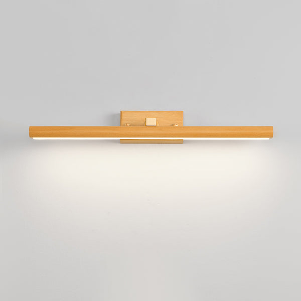 Wandlampe aus massivem Holz mit langem Spiegel