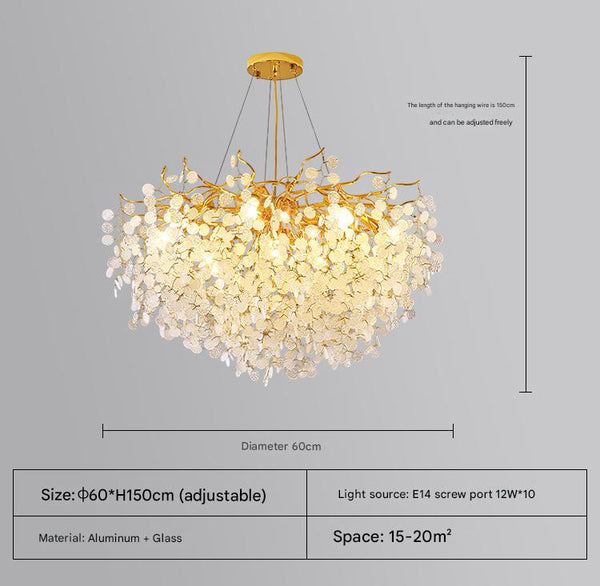 French light luxury glass living room chandelier